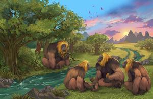 Gigantopithecus blacki in a forest scene