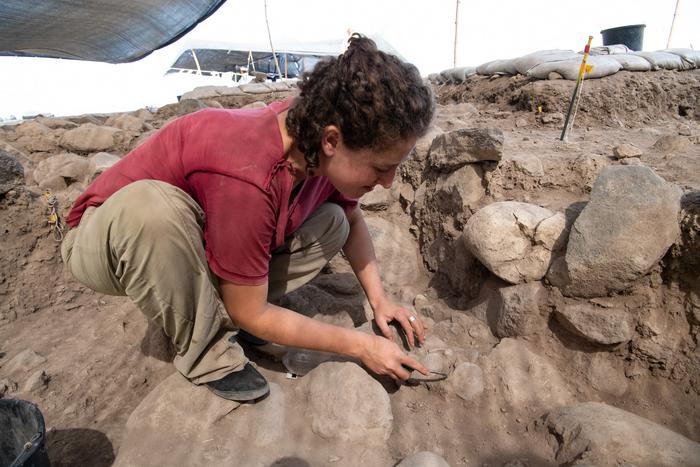 Talia Yashuv at the excavation site of Nahal Ein Gev II