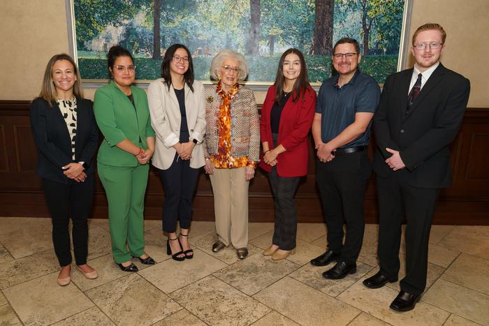 Founding BrainHealth Advisory Board Member Ramona Jones with the 2024 Scientist Selection Luncheon Research Finalists and Award Recipients