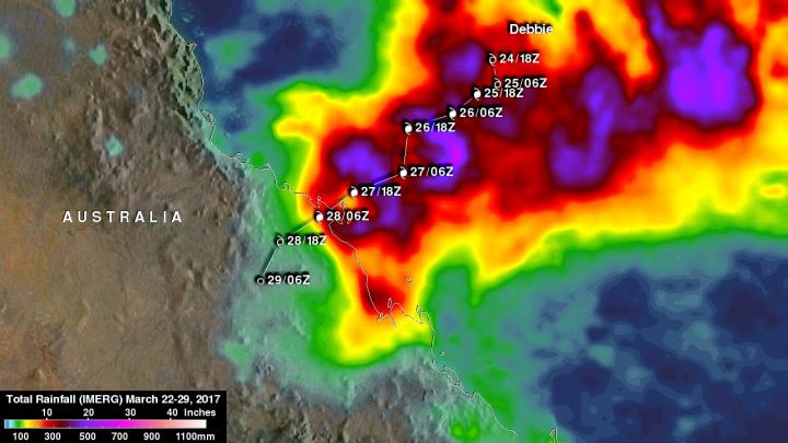 IMERG Image of Debbie's rainfall