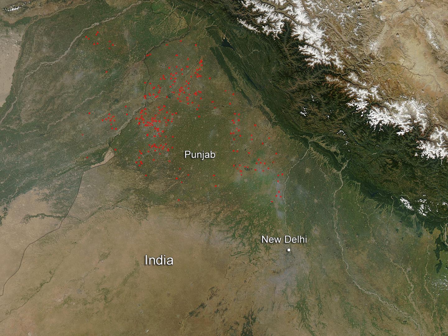 Fires in the Punjab Region of India