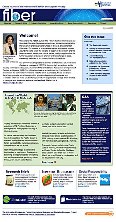 Premier Issue of UD's FIBER online journal