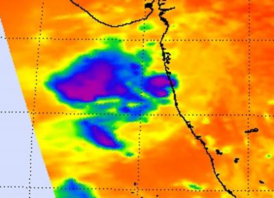 NASA AIRS Infrared Image of Jal's Cold Thunderstorms