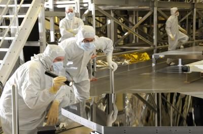 Technicians Examine Webb Mirrors