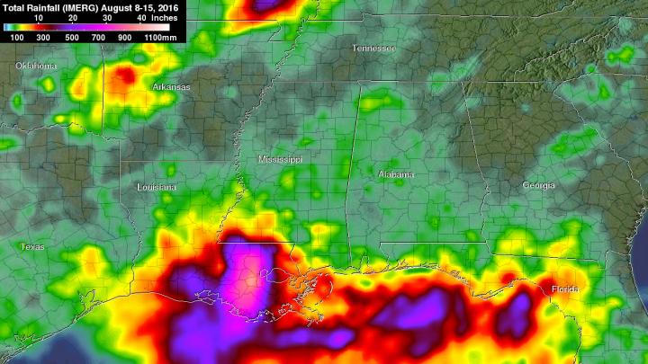 IMERG Data Shows Flooding in Louisiana