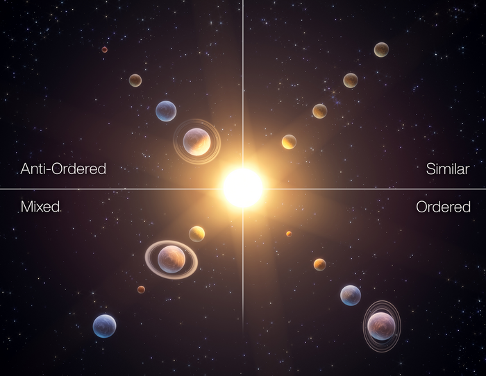 Artist impression of the four classes of planetary system architecture.