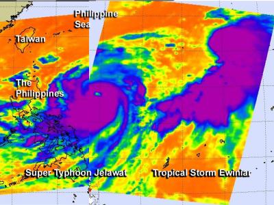 Combo Image of Supertyphoon Jelawat and Trop.Storm Ewiniar