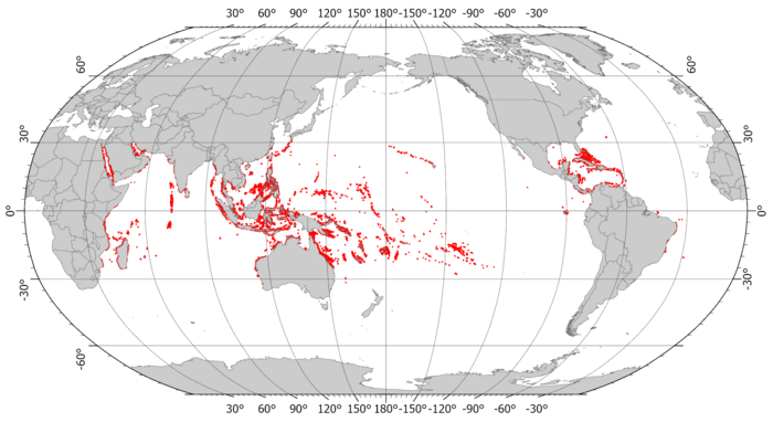 Global coral reef distribution