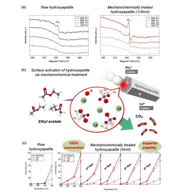 Fig.3. Catalytic performance of activated HAps in oxidative decomposition of VOC