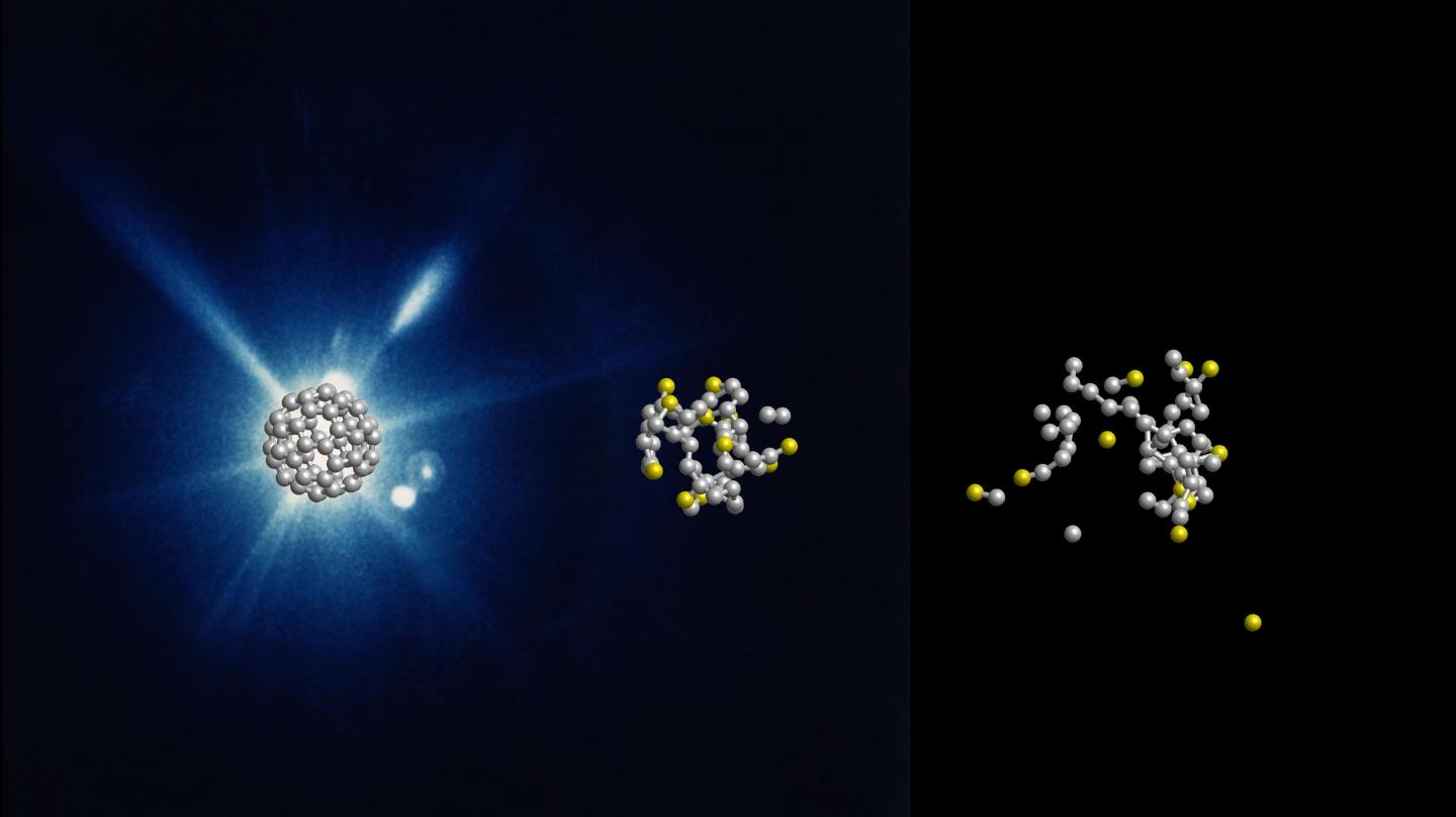 How Molecular Footballs Burst in An X-Ray Laser Beam