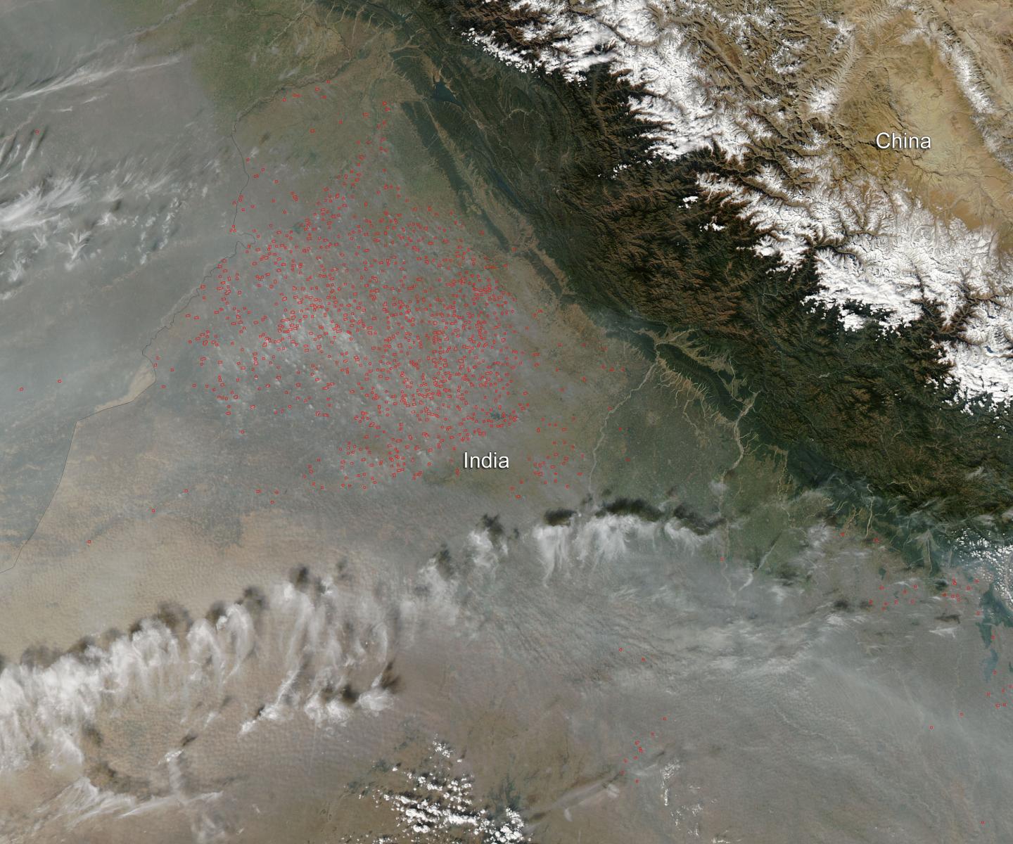 Hundreds of Agricultural Fires in India