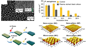 Plasma-etched nanostructured anti-bacterial surfaces.