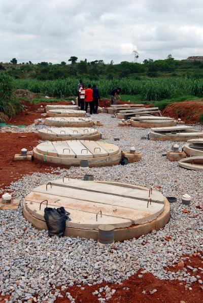Digesters at Pilot Facility in Ghana, that Was Launched Nov. 19, 2012, to Convert Fecal Sludge