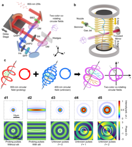 Schematic of the OAM measurement with two-color strong-field ionization experiment.