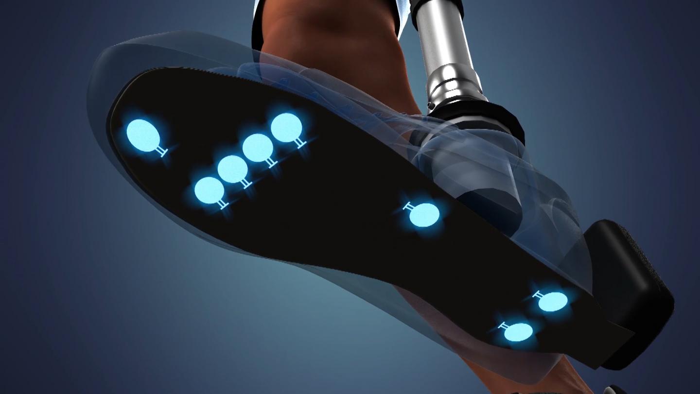Prosthesis with sensors on sole
