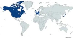 The seven G7 nations: France, the US, the UK, Germany, Japan, Italy, and Canada