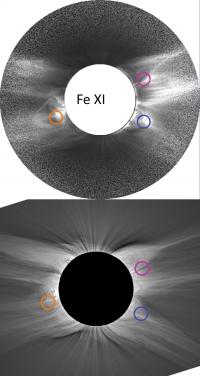 Comparison of the First Image of the Corona in Fe XI 789.2 nm with White Light Image