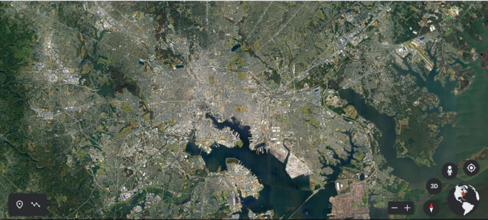 Satellite image of Baltimore, Maryland