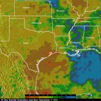 NASA Rainfall Analysis Showed a Stark Contrast Between Lee's Rains and the Drought to the West