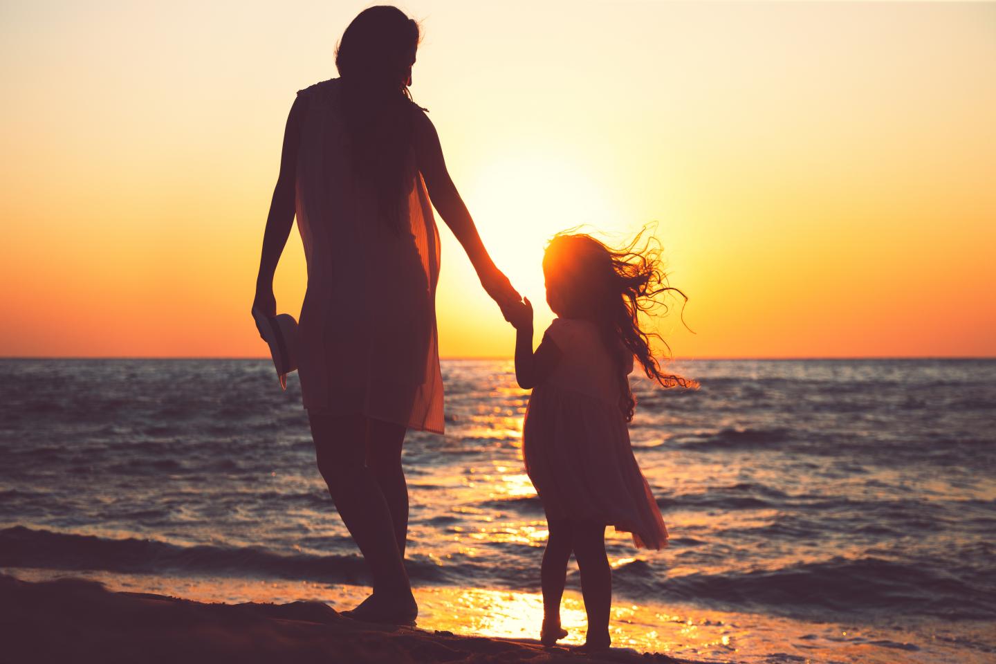 Mother and Daughter on Beach