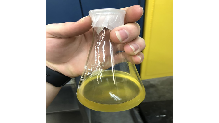 Pyrolysis oil produced from grocery bags