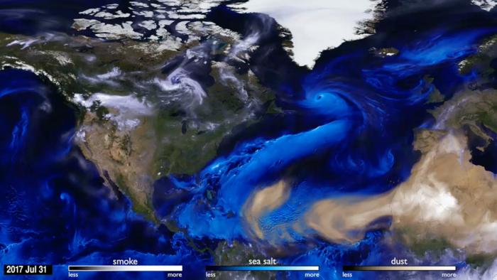 Simulation of the global circulation of aerosol particles