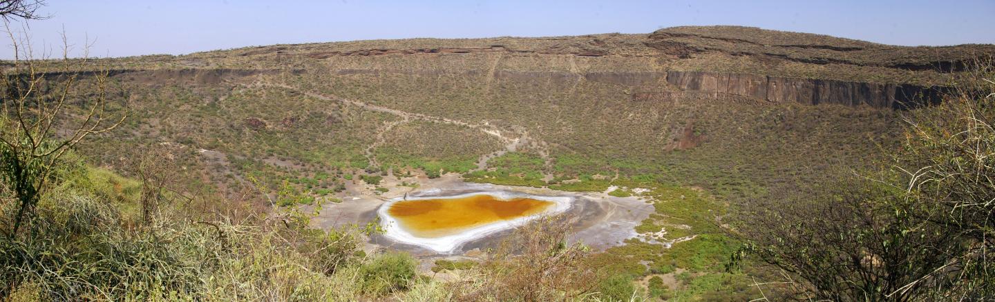 Explosive Volcanic Crater with Small Lake