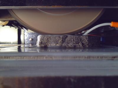 A Sample Being Ground using a Diamond Wheel at Princeton University, New Jersey