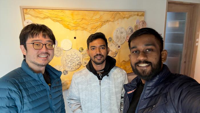 Some members of the research team: Specially Appointed Associate Professor Tony Z. Jia (left), visiting students Navaniswaran Tharumen (centre) and Mahendran Sithamparam (right)