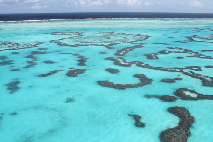 Sand aprons in the Great Barrier Reef.