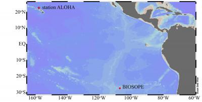 Map Showing Research Sites in the North and South Pacific Ocean Where Symbioses Were Found