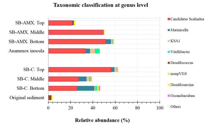 Microbial Community Compositions at the Genus Level for Sediment and Biomass Samples