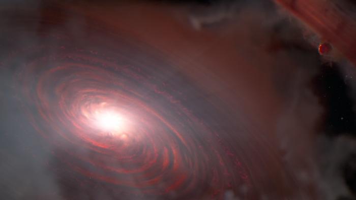 Artist’s concept portrays the star PDS 70 and its inner protoplanetary disk