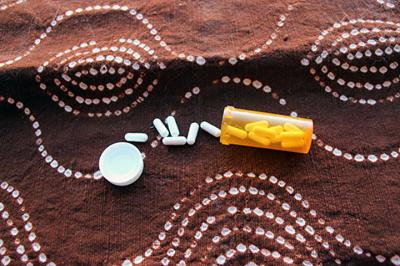 Vitamin D Pills on African Textile