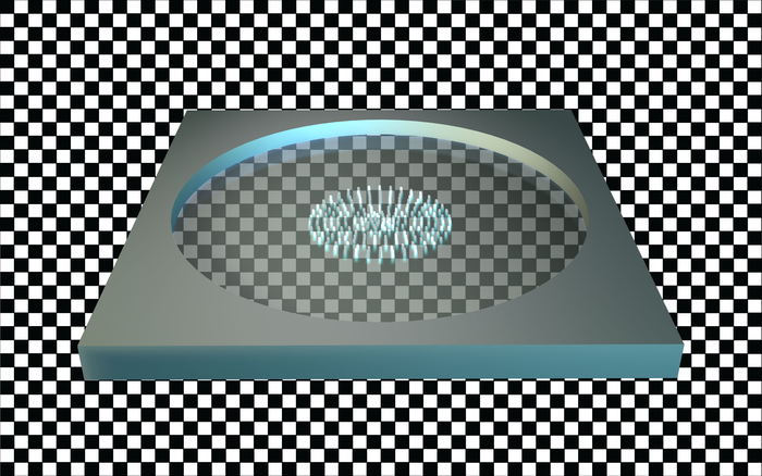 Artistic representation of a holey metalens.