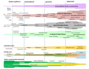 A stylized depiction of long-term evolutionary patterns of transformative anthroecological change