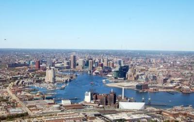 View of a River inside an Urban Landscape