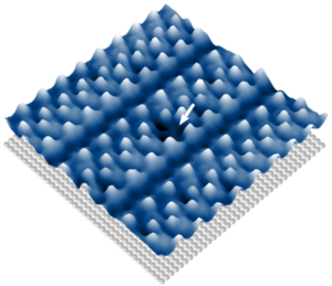 Image showing how the catalytically active molecules arranged themselves into almost perfect single-layer structures on a polished silver surface.