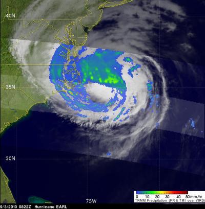 NASA's TRMM satellite Sees Earl's Rainfall