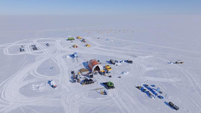 Aerial view of Antarctic drilling site