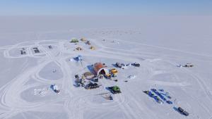 Aerial view of Antarctic drilling site