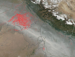 Smoke over northern India