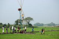 Installing a Sensor Control Tower in a Rice Field