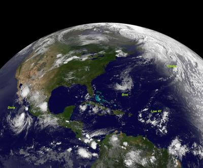 NASA Catches 3 Tropical Cyclones at One Time: Bret, Cindy and Dora