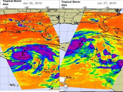 NASA Images of Alex on June 26 and 27