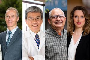 Four Tufts Faculty Are Named Top Researchers in the World. From left, Dariush Mozaffarian, John Wong, David Kaplan, and Renata Micha.