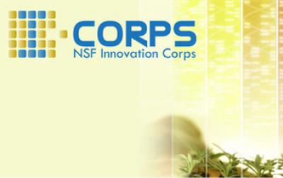 Woman Looking at Plants and I-Corps Logo