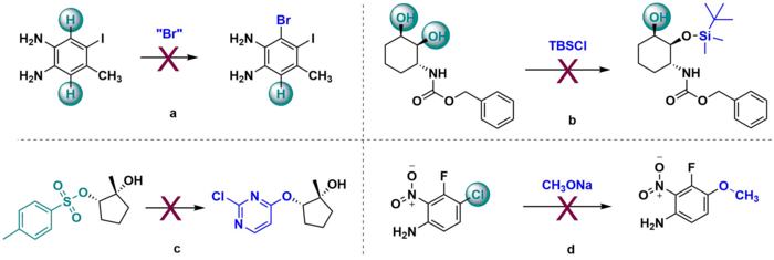 Four examples of single-step infeasible reactions