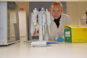 Annika Vaksmaa in the lab at NIOZ.