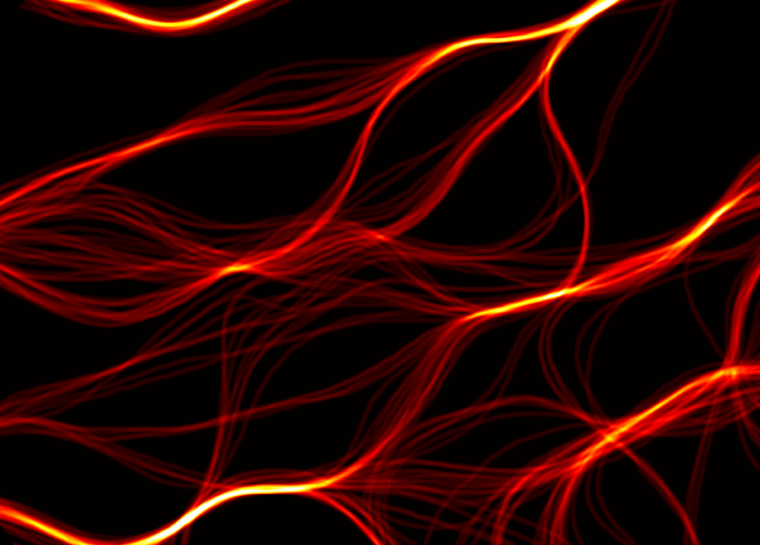 Map of the borders between the magnetic domains shifting back and forth in time